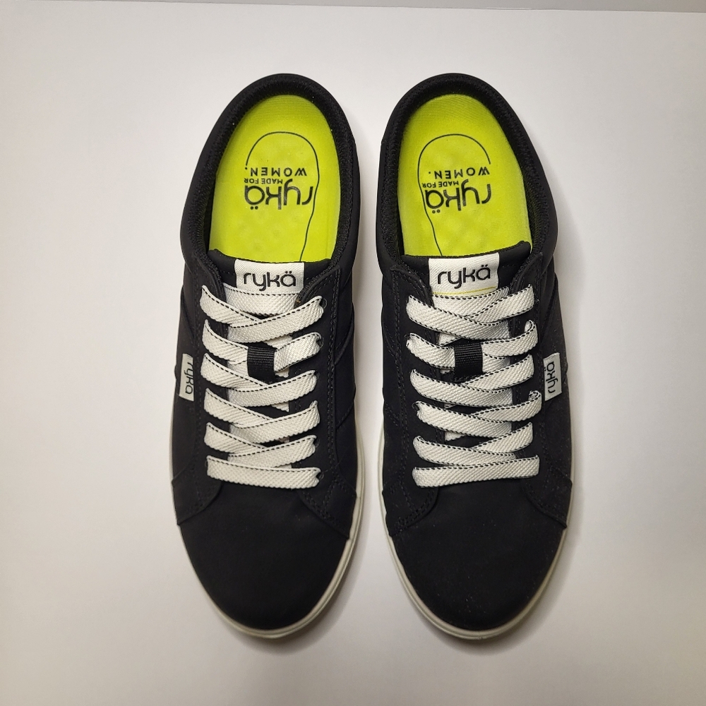 Ryka Viv Classic Sneakers Mules Womens 8 Medium Black With White Fixed Laces - Picture 3 of 8